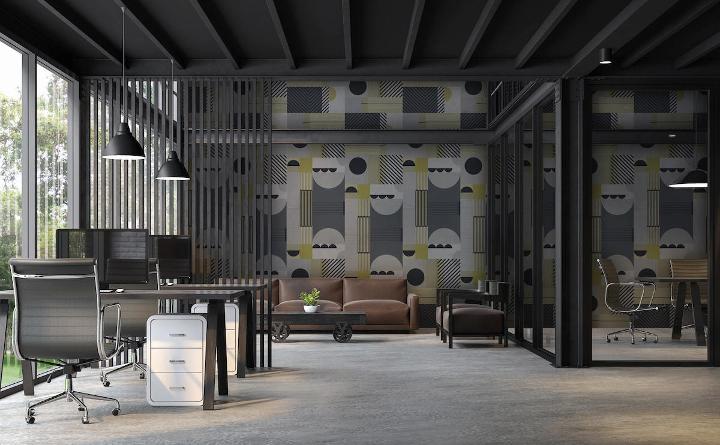Sound proofing wallpaper for offices