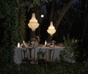Curarto LADY D Outdoor Pendant Light on the outdoor dining table