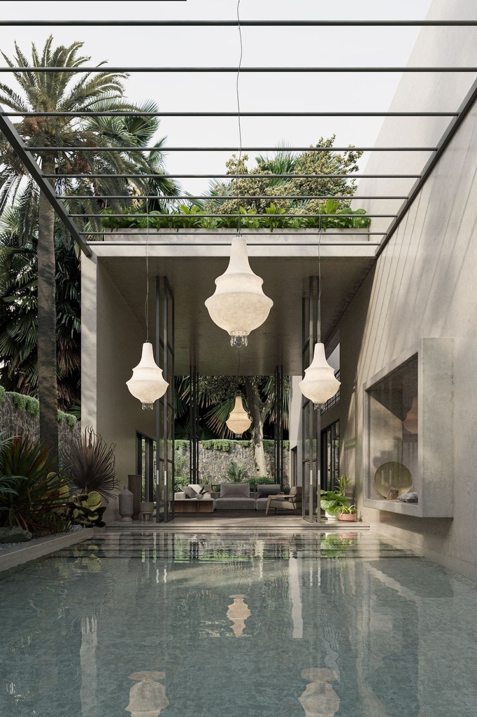 Curarto LADY D Outdoor Pendant Light on the wayside pavilion