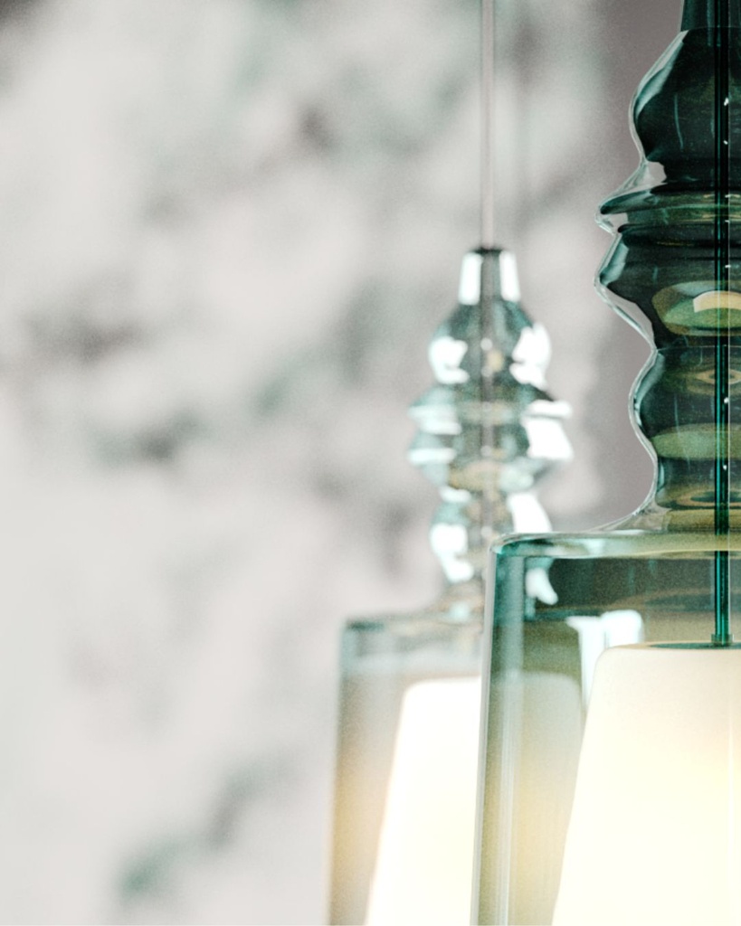 ALIBAGLASS pendant light - Closer view (Turquoise)